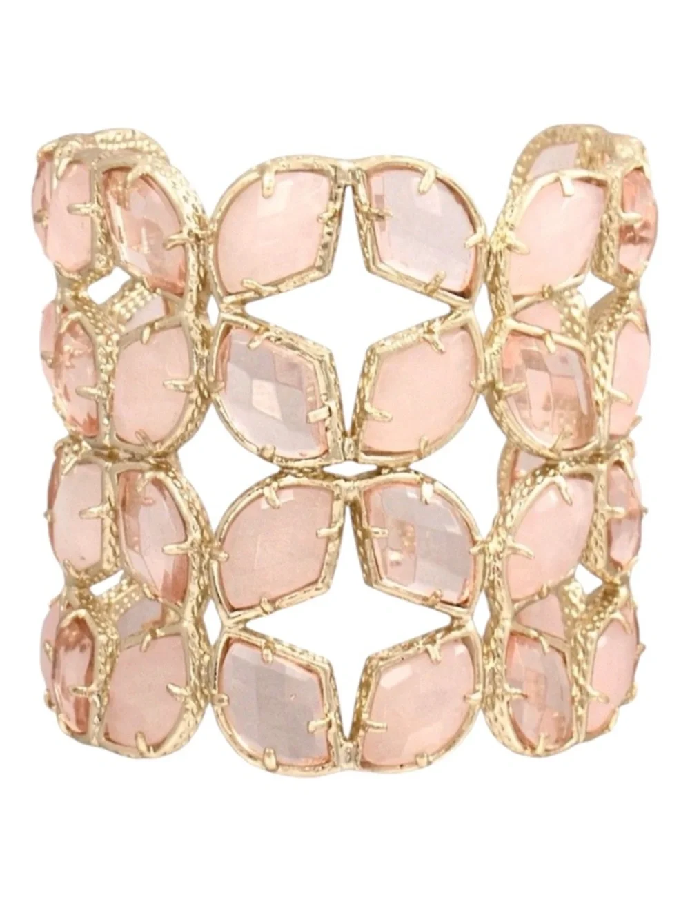 Kendra Scott Vintage Paley Gold Cuff in Rose Quartz and Pink Glass - Picture 11 of 11